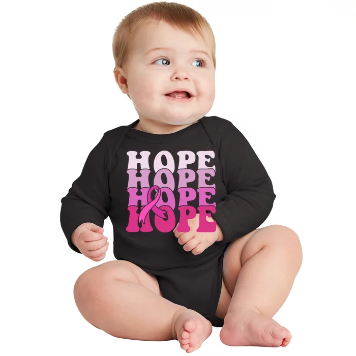 Hope Breast Cancer Awareness Ribbon Baby Long Sleeve Bodysuit