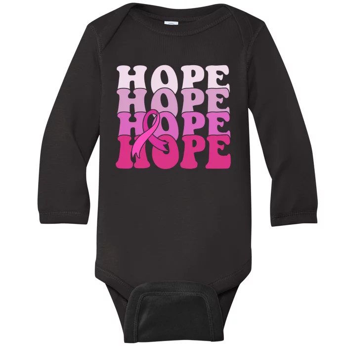 Hope Breast Cancer Awareness Ribbon Baby Long Sleeve Bodysuit