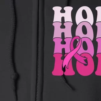 Hope Breast Cancer Awareness Ribbon Full Zip Hoodie