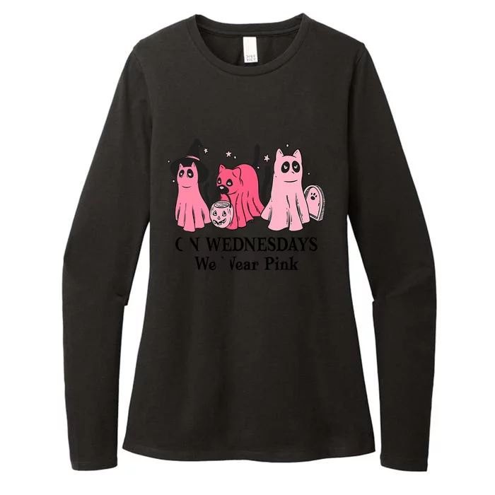 Halloween Breast Cancer On Wednesday We Wear Pink Ghost Womens CVC Long Sleeve Shirt