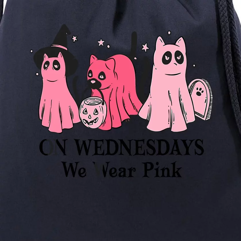 Halloween Breast Cancer On Wednesday We Wear Pink Ghost Drawstring Bag