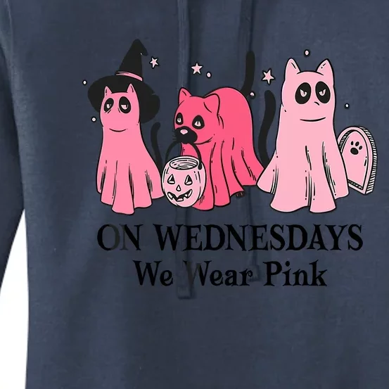 Halloween Breast Cancer On Wednesday We Wear Pink Ghost Women's Pullover Hoodie