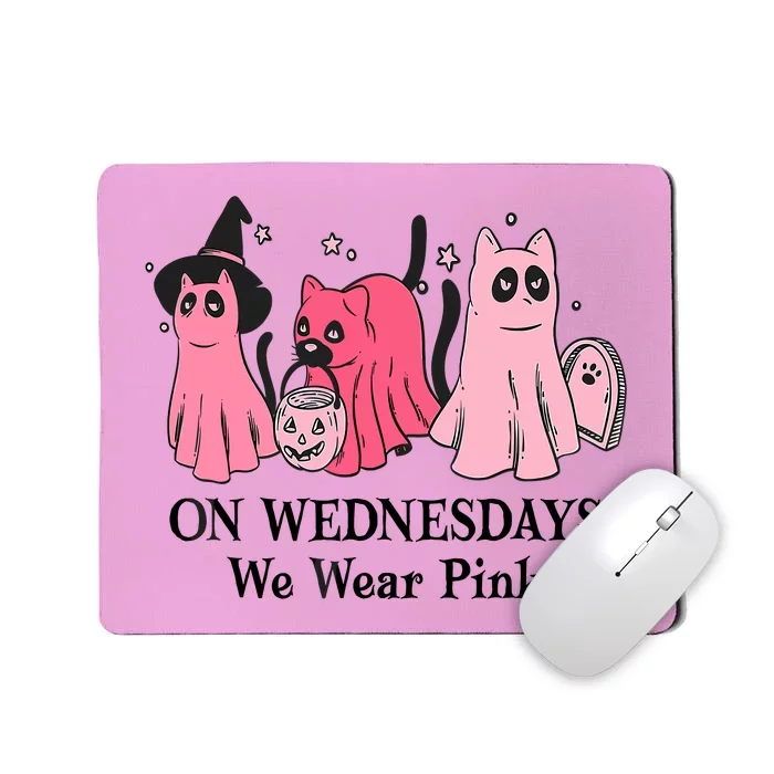 Halloween Breast Cancer On Wednesday We Wear Pink Ghost Mousepad