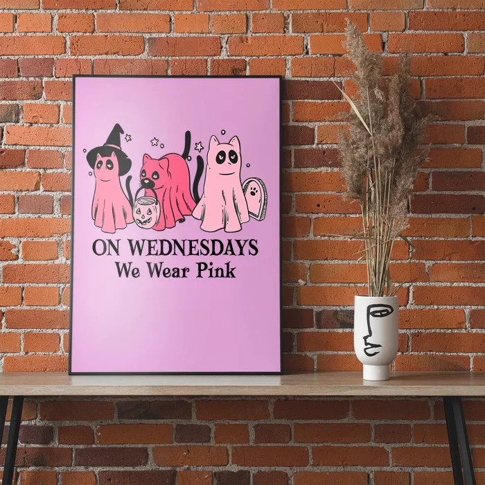 Halloween Breast Cancer On Wednesday We Wear Pink Ghost Poster