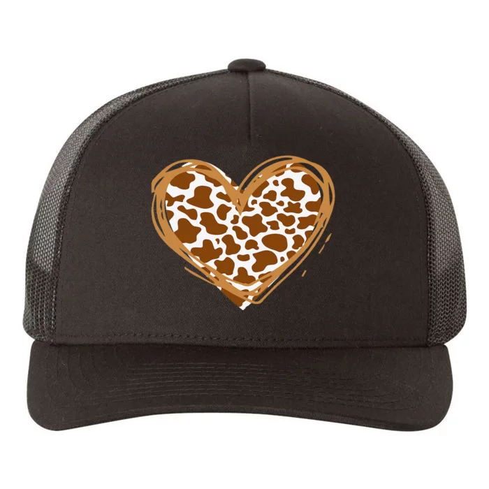 Heart Brown Cow Pattern for Cow Lover Yupoong Adult 5-Panel Trucker Hat