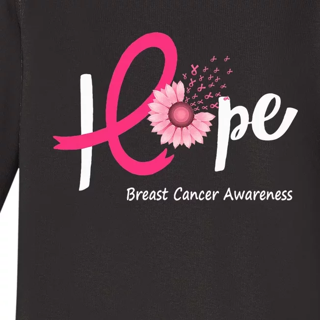 Hope Breast Cancer P.I.N.K Ribbons Sunflower Baby Long Sleeve Bodysuit