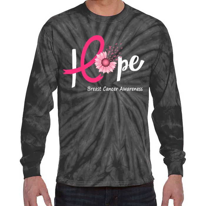 Hope Breast Cancer P.I.N.K Ribbons Sunflower Tie-Dye Long Sleeve Shirt