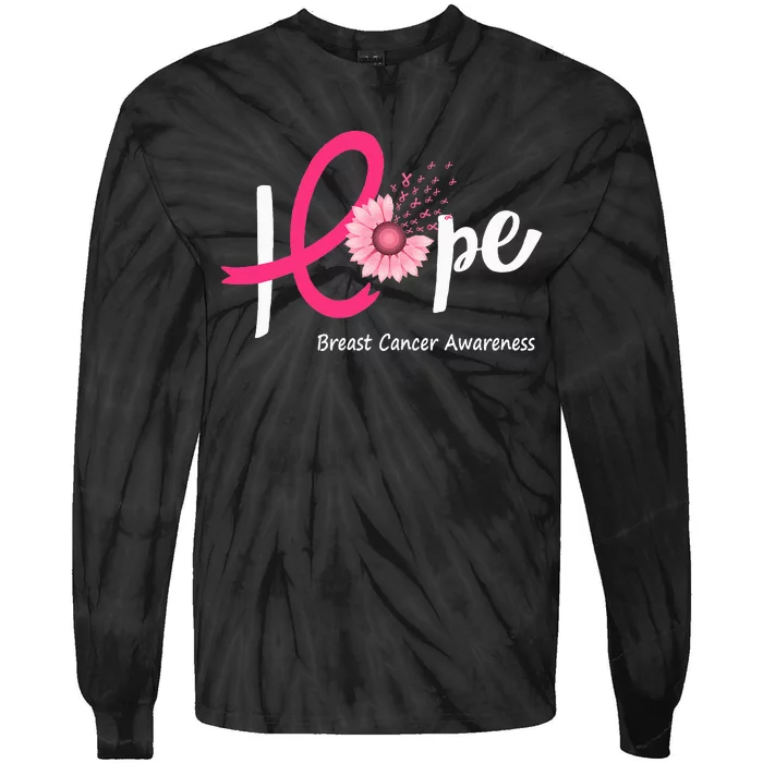 Hope Breast Cancer P.I.N.K Ribbons Sunflower Tie-Dye Long Sleeve Shirt