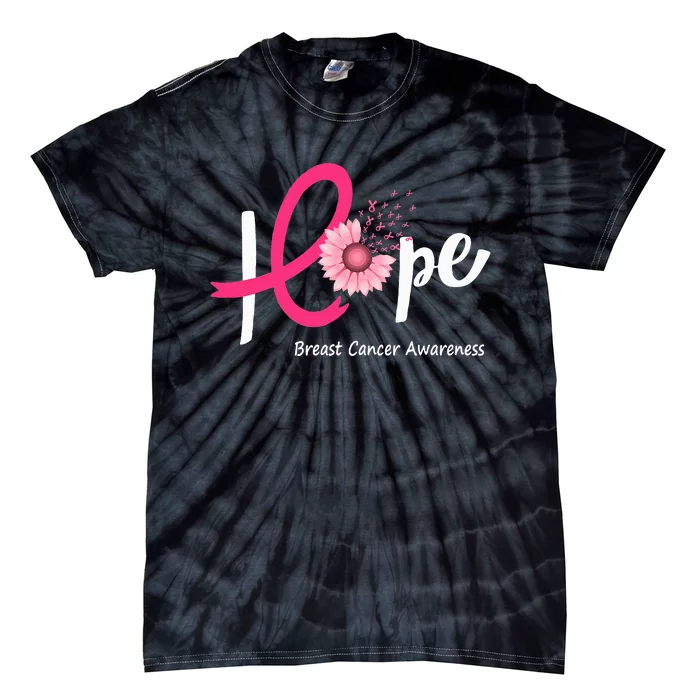 Hope Breast Cancer P.I.N.K Ribbons Sunflower Tie-Dye T-Shirt