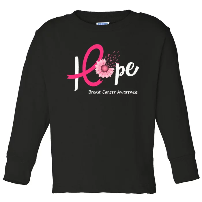 Hope Breast Cancer P.I.N.K Ribbons Sunflower Toddler Long Sleeve Shirt