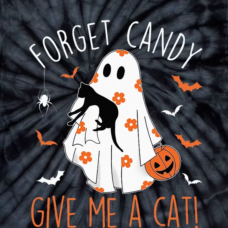 Halloween Black Cat Forget Candy Give Me A Cat Kids Tie-Dye T-Shirt