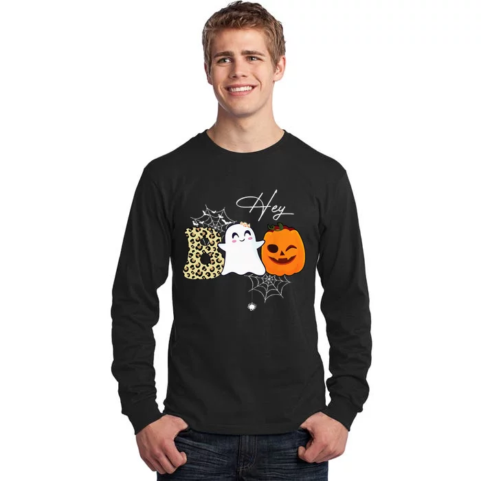 Hey Boo Cute Ghost Pumpkin Face Halloween Tall Long Sleeve T-Shirt