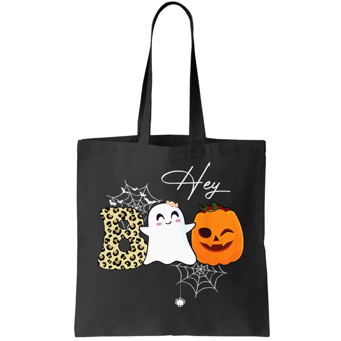 Hey Boo Cute Ghost Pumpkin Face Halloween Tote Bag