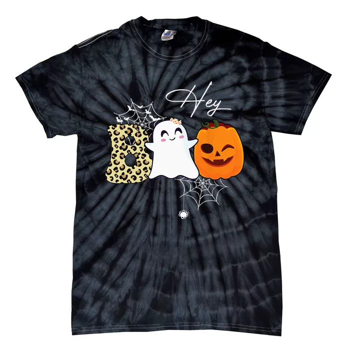 Hey Boo Cute Ghost Pumpkin Face Halloween Tie-Dye T-Shirt