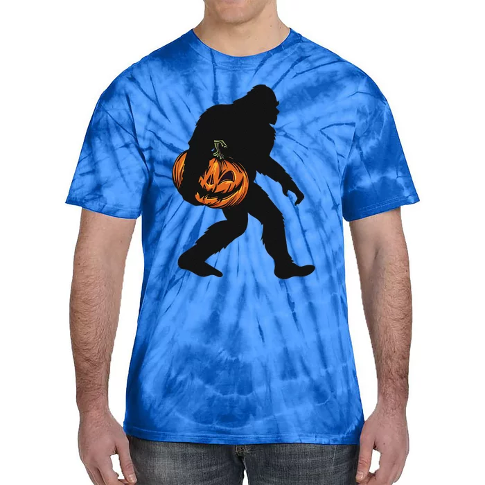 Halloween Bigfoot Carved Pumpkin Sasquatch Tie-Dye T-Shirt