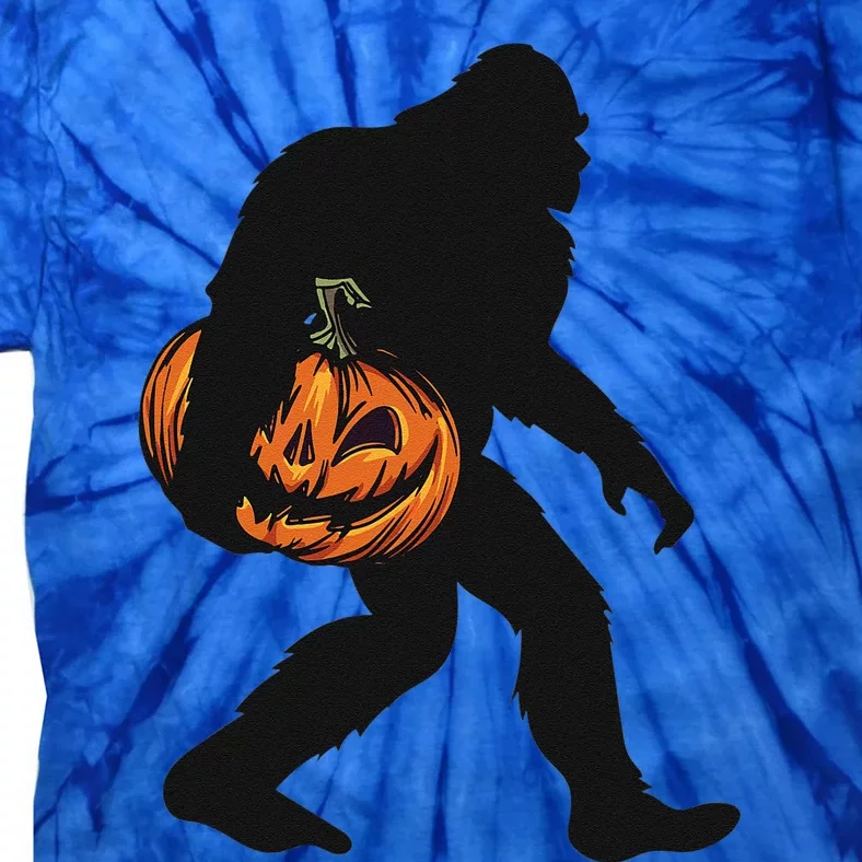 Halloween Bigfoot Carved Pumpkin Sasquatch Tie-Dye T-Shirt