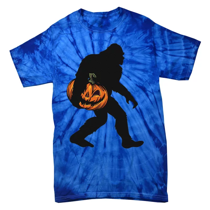 Halloween Bigfoot Carved Pumpkin Sasquatch Tie-Dye T-Shirt