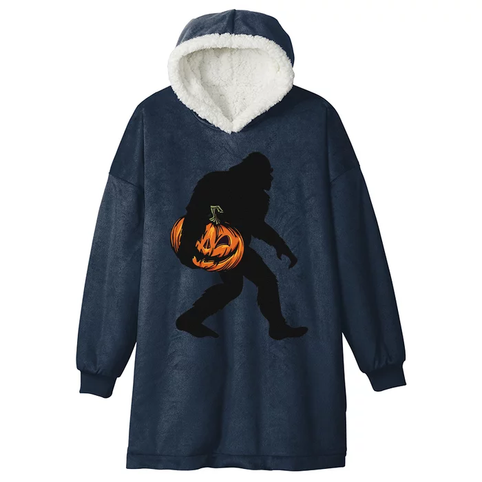 Halloween Bigfoot Carved Pumpkin Sasquatch Hooded Wearable Blanket