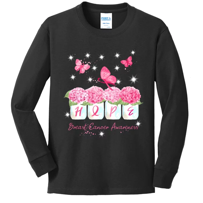 Hope Breast Cancer Awareness Kids Long Sleeve Shirt