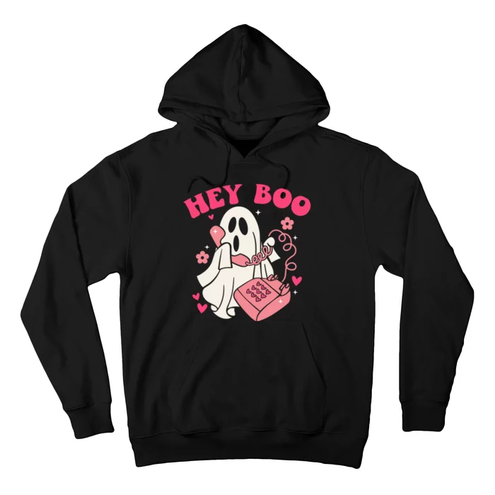 Hey Boo Cute Groovy Ghost Funny Halloween Mom Life Lazy Halloween Ghost Costume Hoodie