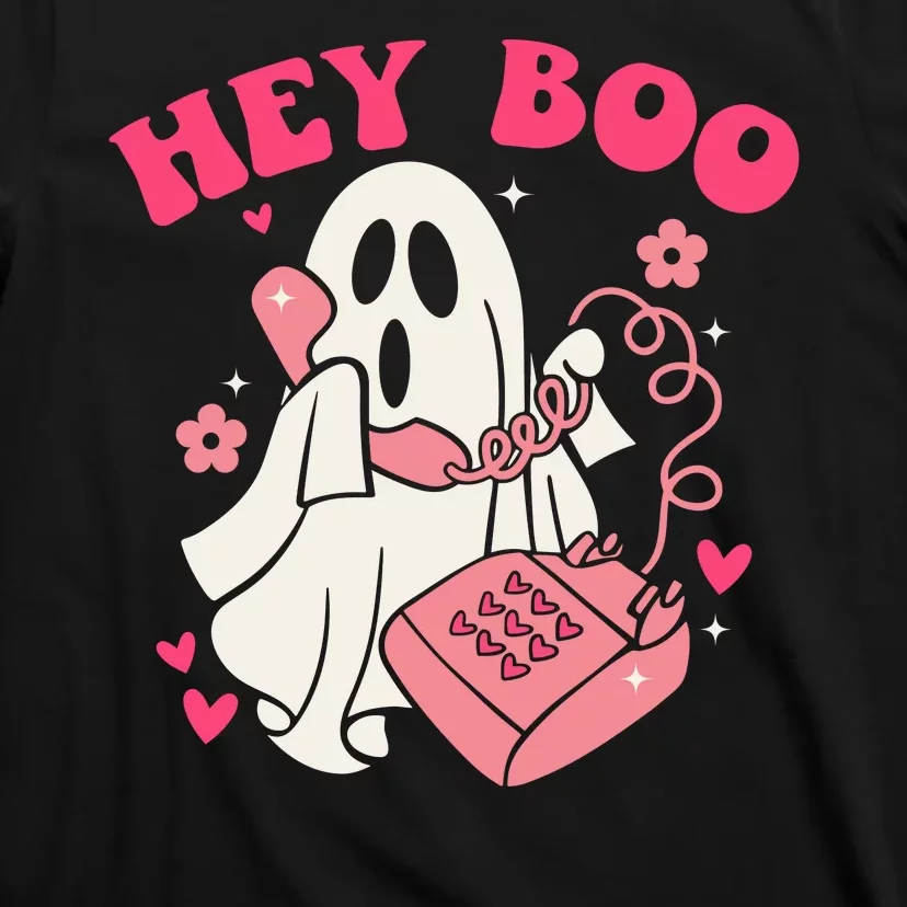 Hey Boo Cute Groovy Ghost Funny Halloween Mom Life Lazy Halloween Ghost Costume T-Shirt