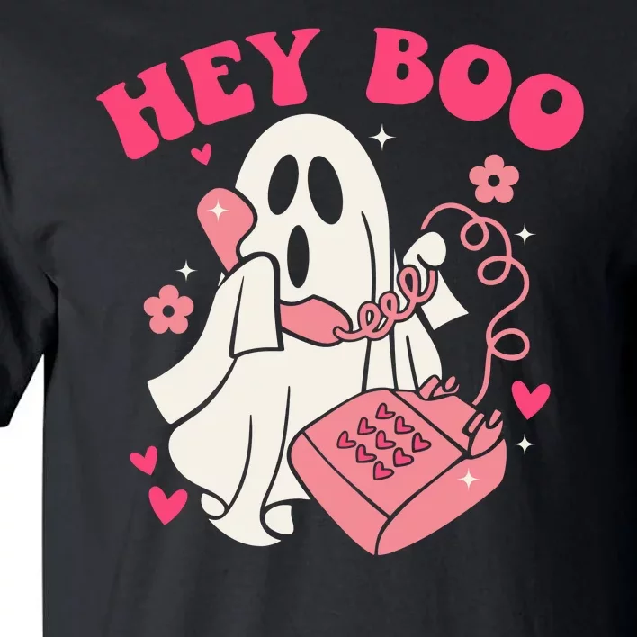 Hey Boo Cute Groovy Ghost Funny Halloween Mom Life Lazy Halloween Ghost Costume Tall T-Shirt