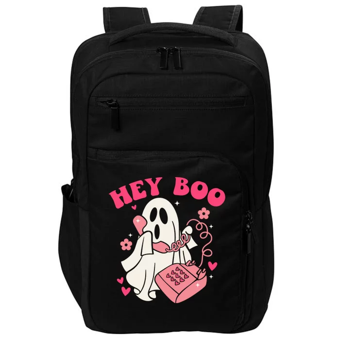 Hey Boo Cute Groovy Ghost Funny Halloween Mom Life Lazy Halloween Ghost Costume Impact Tech Backpack