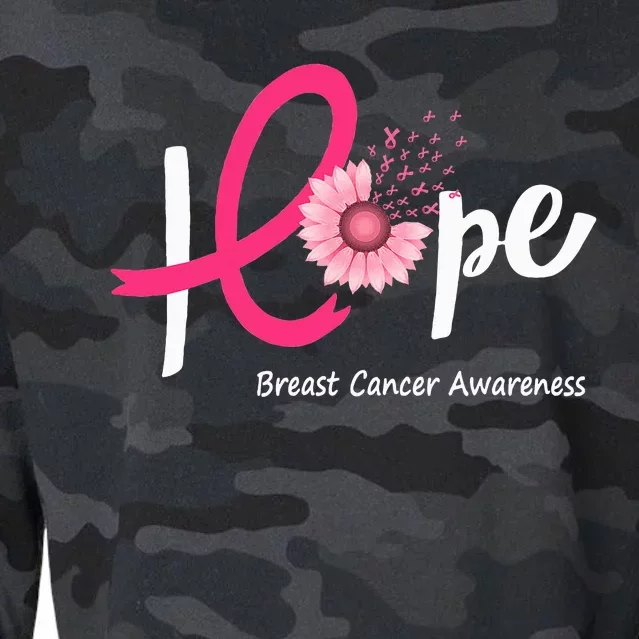 Hope Breast cancer pink Ribbons sunflower October month Cropped Pullover Crew