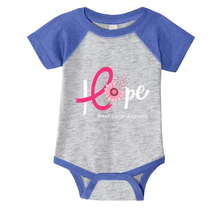 Hope Breast cancer pink Ribbons sunflower October month Infant Baby Jersey Bodysuit