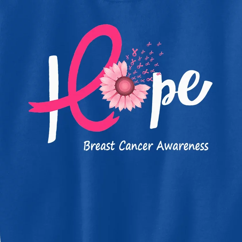 Hope Breast cancer pink Ribbons sunflower October month Kids Sweatshirt