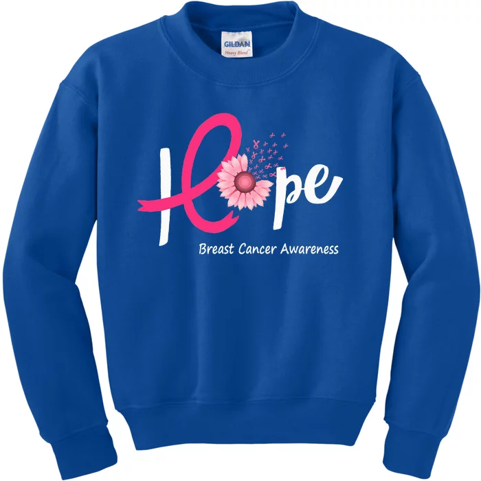 Hope Breast cancer pink Ribbons sunflower October month Kids Sweatshirt