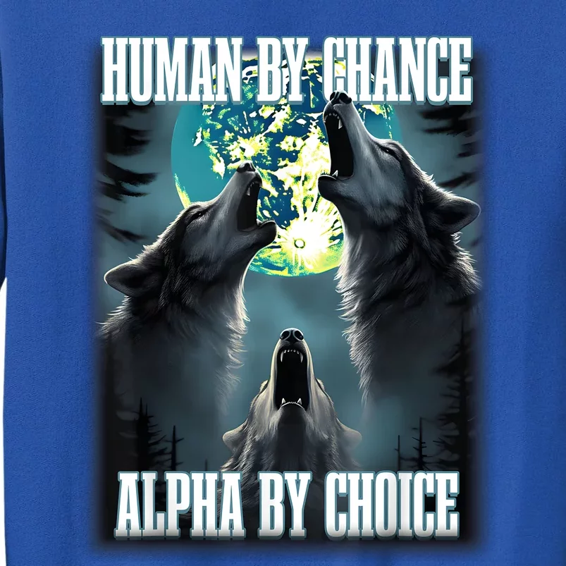 Human By Chance Alpha By Choice Funny Alpha Wolf Meme Sweatshirt