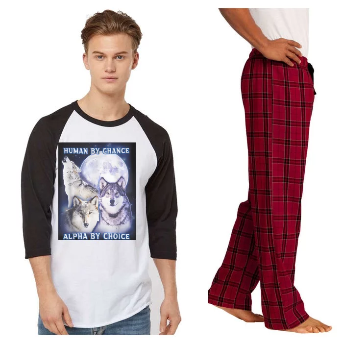 Human By Chance Alpha By Choice Alpha Wolf Raglan Sleeve Pajama Set