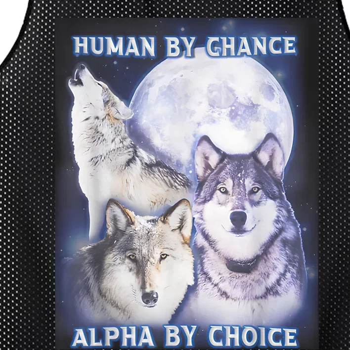 Human By Chance Alpha By Choice Alpha Wolf Mesh Reversible Basketball Jersey Tank