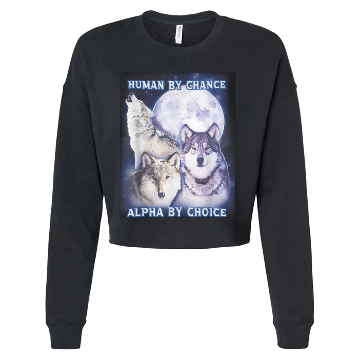 Human By Chance Alpha By Choice Alpha Wolf Cropped Pullover Crew