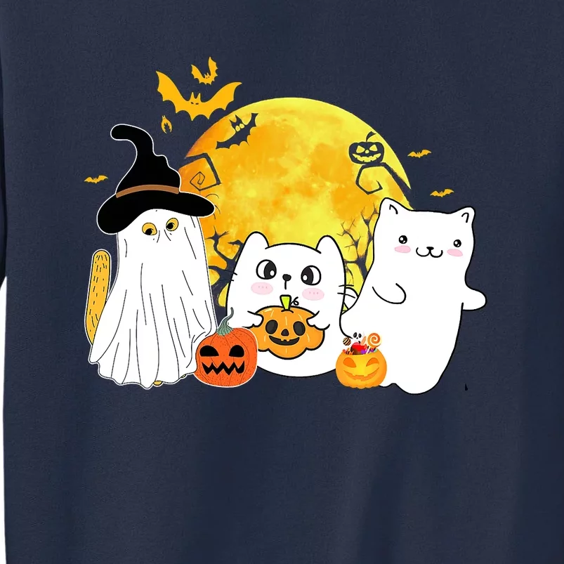 Halloween Black Cats In Ghost Costume Cute Sweatshirt