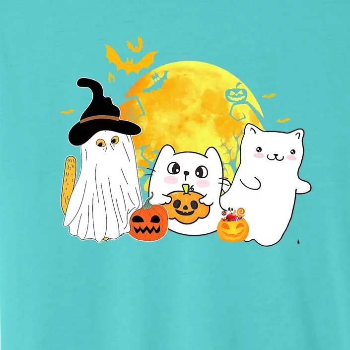 Halloween Black Cats In Ghost Costume Cute ChromaSoft Performance T-Shirt