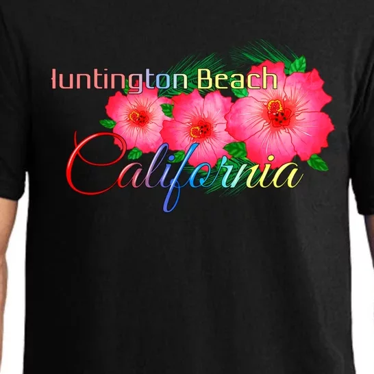 Huntington Beach California Tropical Flowers Family Vacation Gift Pajama Set