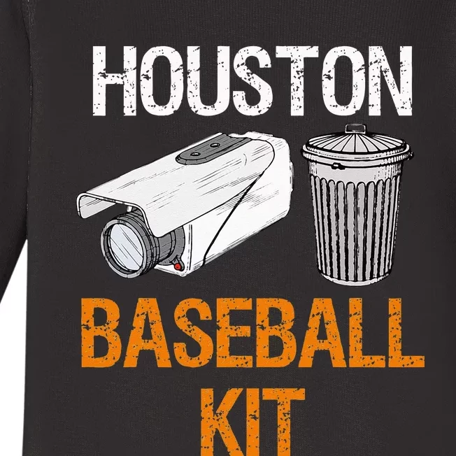 Houston Baseball Camera And Trash Can Gag For Men And Women Baby Long Sleeve Bodysuit