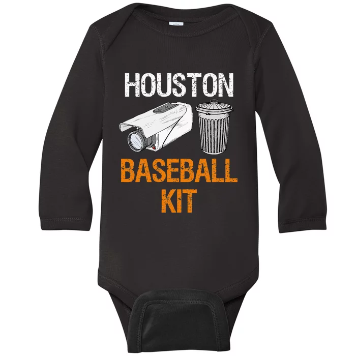 Houston Baseball Camera And Trash Can Gag For Men And Women Baby Long Sleeve Bodysuit