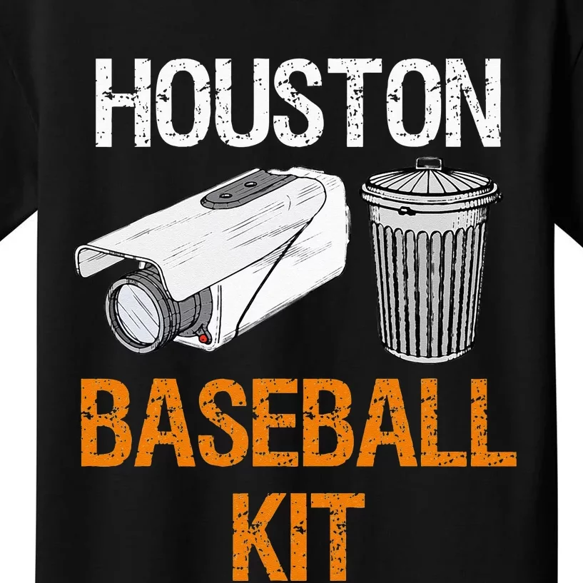 Houston Baseball Camera And Trash Can Gag For Men And Women Kids T-Shirt