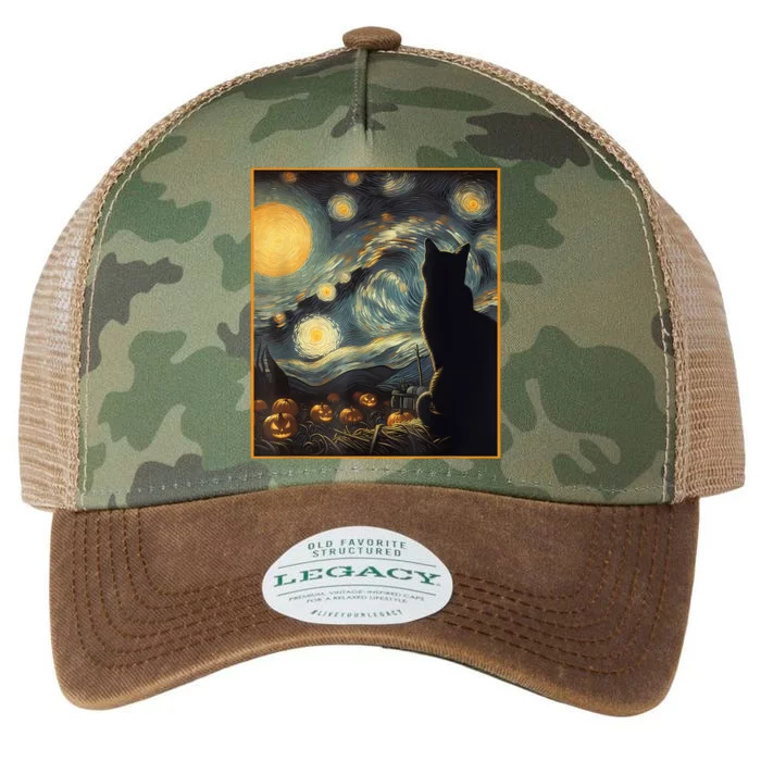 Halloween Black Cat Starry Night Cat Lovers Cat Legacy Tie Dye Trucker Hat