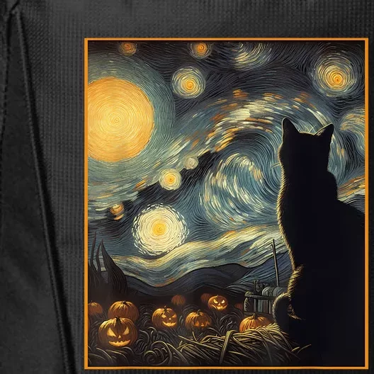 Halloween Black Cat Starry Night Cat Lovers Cat City Backpack