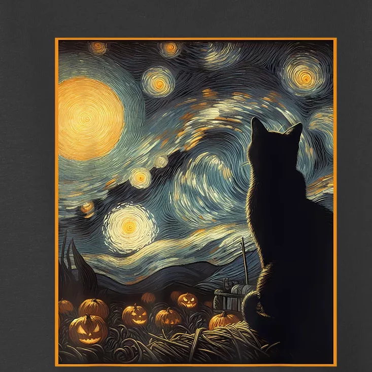 Halloween Black Cat Starry Night Cat Lovers Cat Toddler T-Shirt