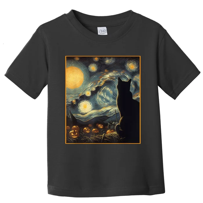 Halloween Black Cat Starry Night Cat Lovers Cat Toddler T-Shirt