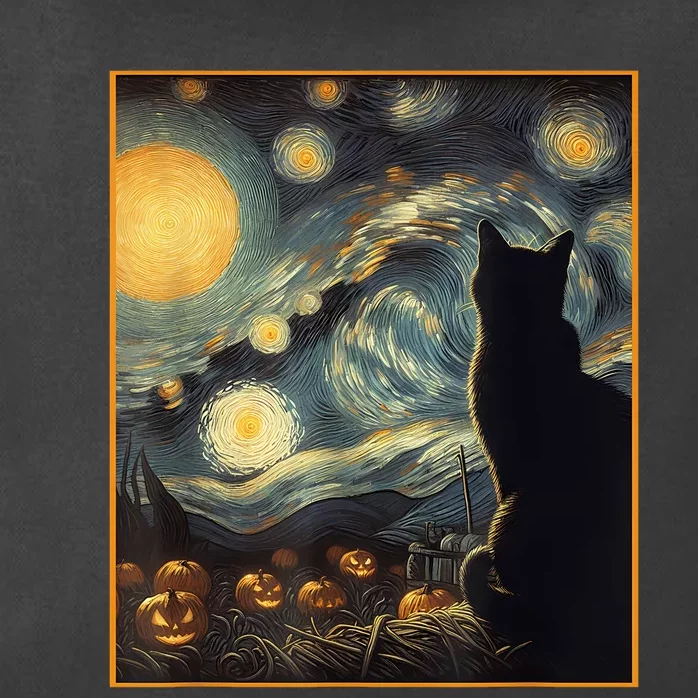 Halloween Black Cat Starry Night Cat Lovers Cat Zip Tote Bag