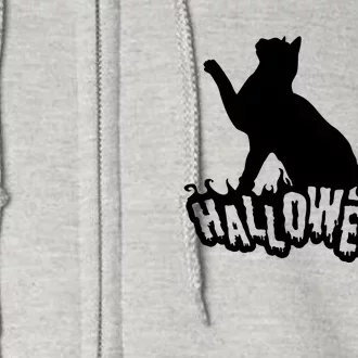 Halloween Black Cat Full Zip Hoodie