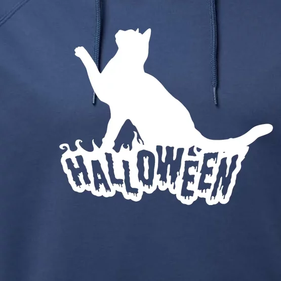 Halloween Black Cat Performance Fleece Hoodie