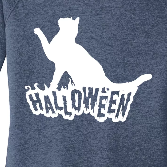 Halloween Black Cat Women's Perfect Tri Tunic Long Sleeve Shirt