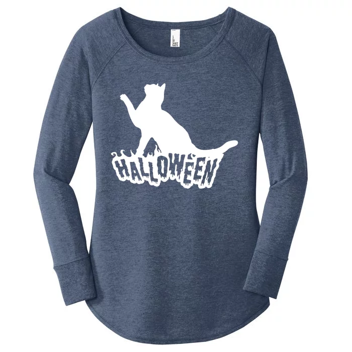 Halloween Black Cat Women's Perfect Tri Tunic Long Sleeve Shirt